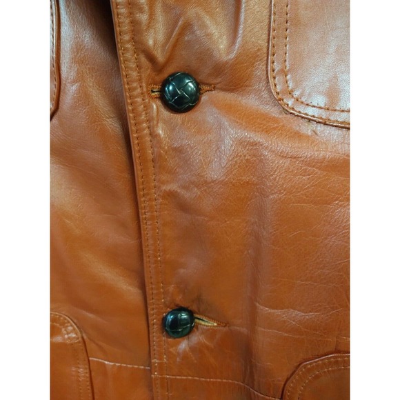 Vintage JCPenney Mens 40 Oxblood Leather Leisure Coat Jacket Removable Lining - Picture 3 of 5